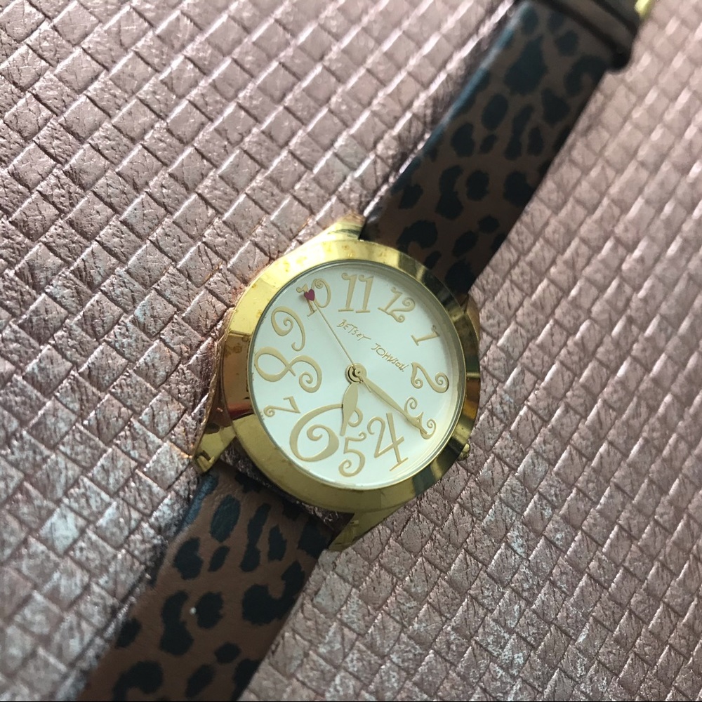 Betsey Johnson leopard strap watch